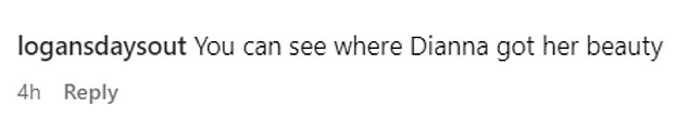 Реакция: Один человек написал: «Вы же видите, откуда Диана взяла свою красоту».  Другой сказал: «Действительно очень гламурно, и Диана очень похожа на нее на этой красивой фотографии».