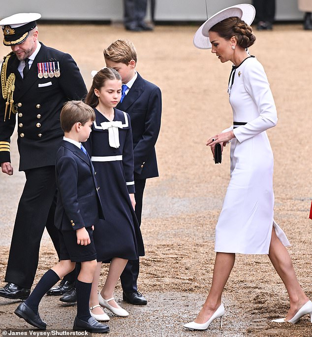 Принц Джордж, принцесса Шарлотта, принц Луи и Кейт сегодня на Trooping The Color