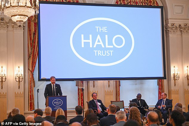 На нем был темно-синий костюм со значком Halo Trust на лацкане, и он вспомнил, как в 2019 году он пошел по стопам своей матери, посетив Анголу, через 22 года после того, как Диана прошла через минные поля в этой африканской стране.